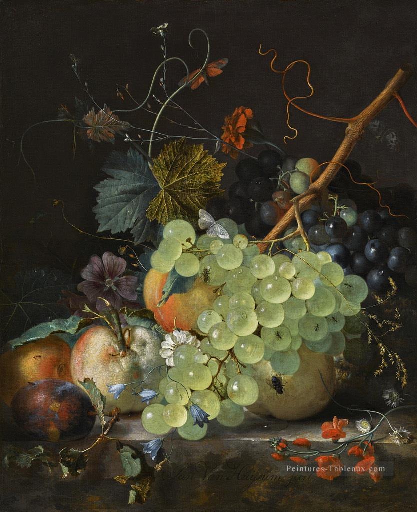 Nature morte avec des fleurs et des fruits Jan van Huysum Peintures à l'huile